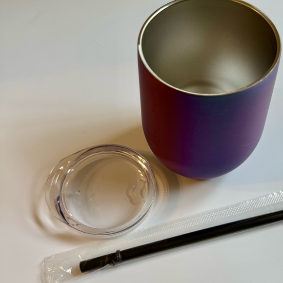 Set of (4)purple haze matte finish 12 oz insulated wine tumblers with straws - Picture 3 of 4